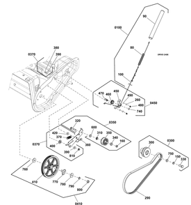 Auger Drive Group Diagram and Parts List for 1697294-00-1022EESSNA 2020 Briggs and Stratton Snow Blower